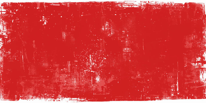 Red Grunge Paint Background with Rough Aged Wall Texture and Vintage Cracked Surface Pattern