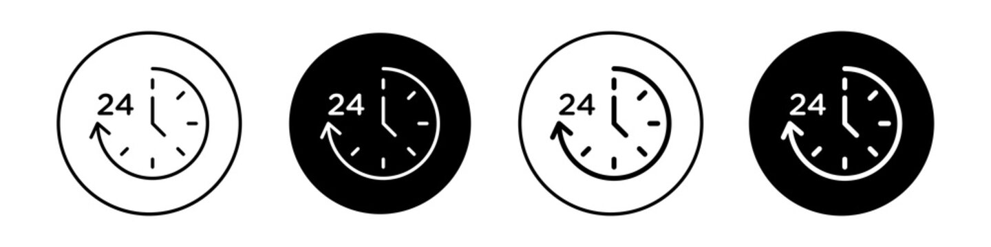 Time twenty four icon flat outline in black