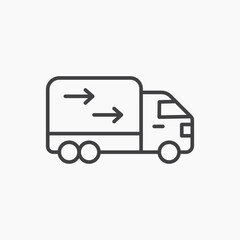 Fototapeta premium Truck arrow icon flat outline in black