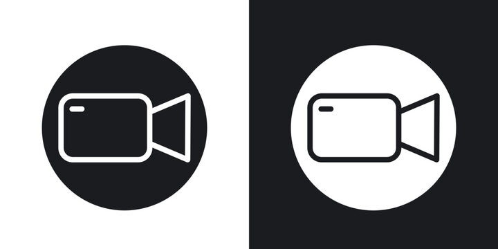 Video call icon flat outline in black