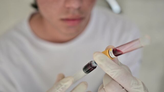 Hemoglobin solution, a red oxygen-binding protein solution containing globin and heme groups, studied in blood physiology, biochemistry, spectroscopy, hematology, and oxygen transport research
