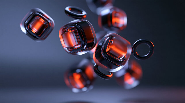 Futuristic Glowing 3D Data Cubes Abstract Technology Background