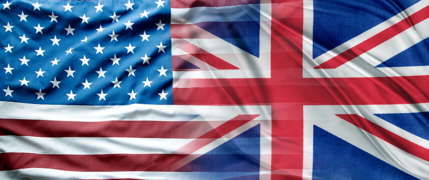 American flag and UK flags united together
