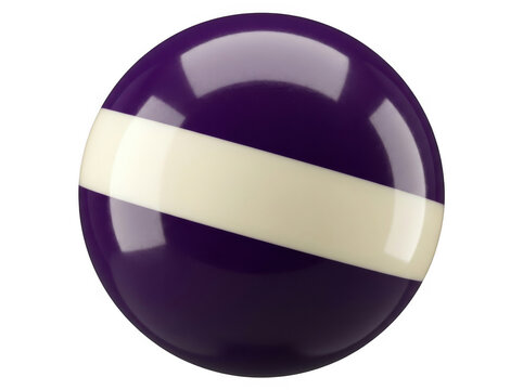 Purple and white striped billiard ball isolated on a transparent background