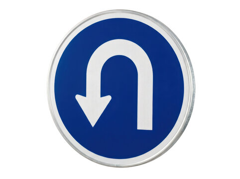 U turn traffic sign white background isolated on a transparent background u-turn arrow