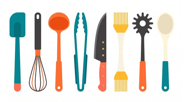 illustration of kitchen utensils set including spatula