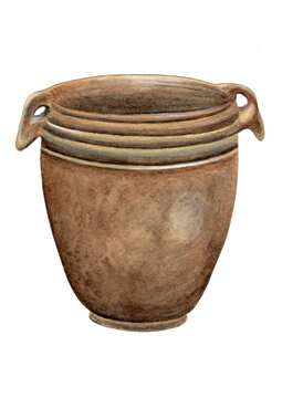 Ancient North Iranian two-handled ceramic pot (1400&ndash;1000 BC). Burnished metallic luster pottery, Iron Age II period, Kassite influence. Earthenware vessel. Artwork.