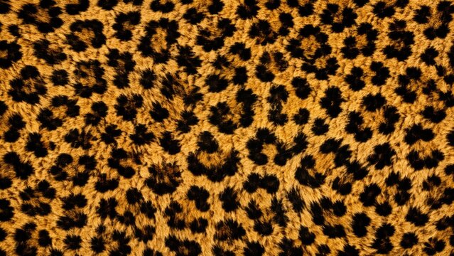 Close Up Leopard Fur Pattern with Golden Black Spotted Animal Texture