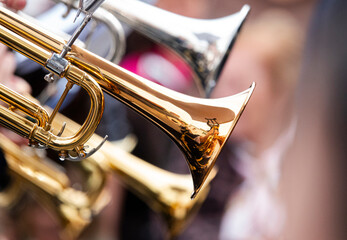 Brass band trumpets during Holy Week procession in Spain © JoseManuel