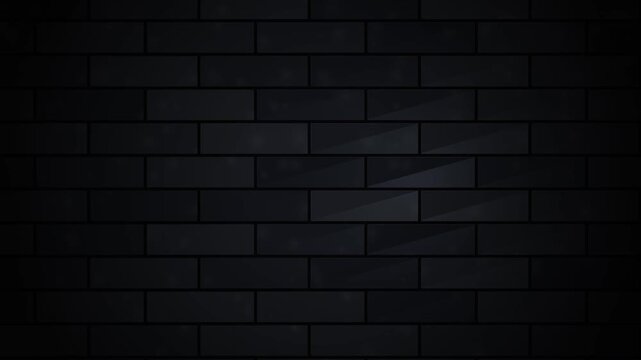 Dark Brick Wall Texture Background with Subtle Light Reflection