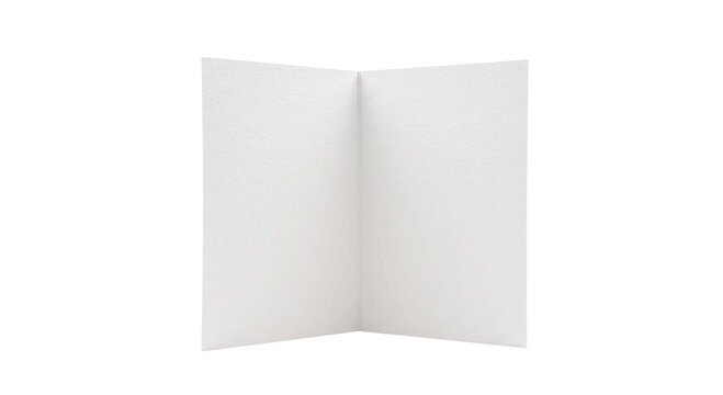 Blank white greeting card folded in half, isolated on a white background