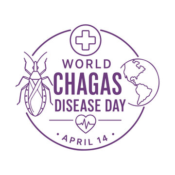 World chagas disease day awareness emblem with a kissing bug icon and medical symbols on white background