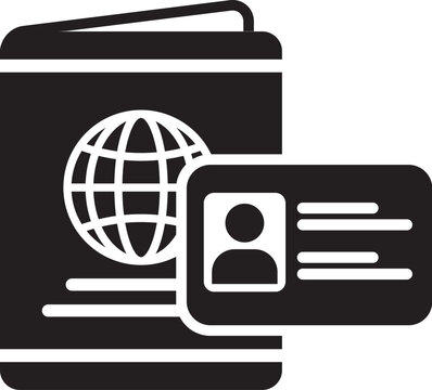 simple classic id and passport licence identification silhouette icon vector isolated on transparent background