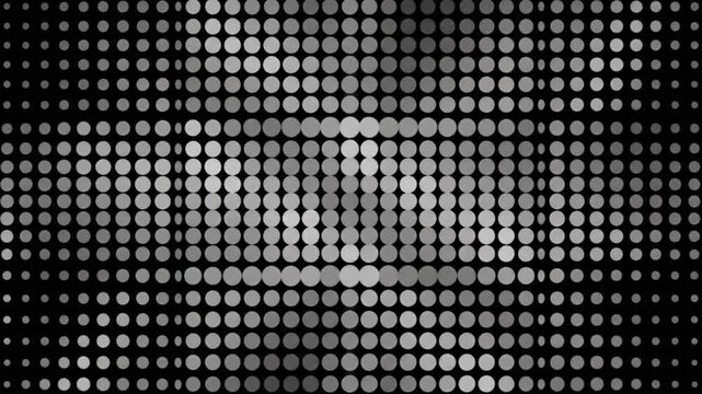 Abstract monochrome animation of a grid of gray circles on a black background creating a visual effect