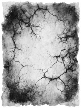 Abstract cracked surface with a dark grungy frame and weathered look. Great for Halloween graphics, rustic packaging, urban street art, and spooky social media posts.