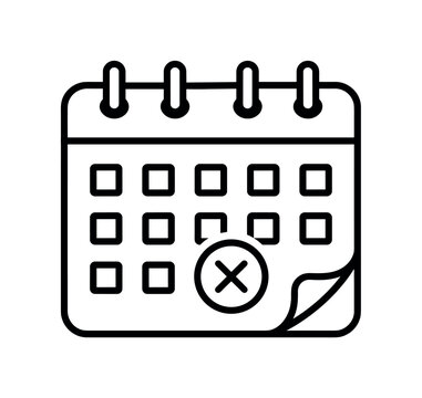 Calendar icon with a cross mark indicating a canceled appointment or event