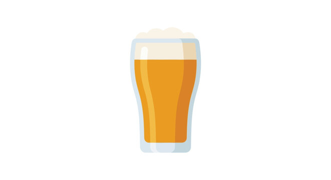 Golden beer in a pilsner glass flat vector illustration on white background