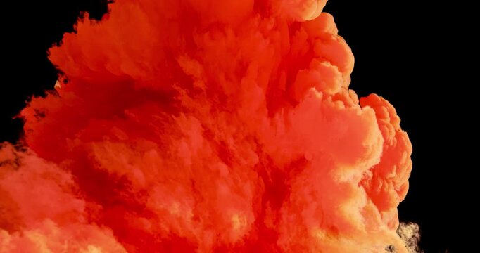A colossal red storm cloud churns aggressively within a dark environment. Intense fiery gas particles swirl with dramatic explosive power.