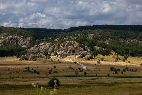 Phrygian Valley, Gerdekkaya, Rock Mausoleum, Aerial view