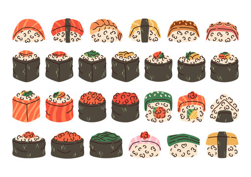 Sushi Assortment Set Food Cartoon