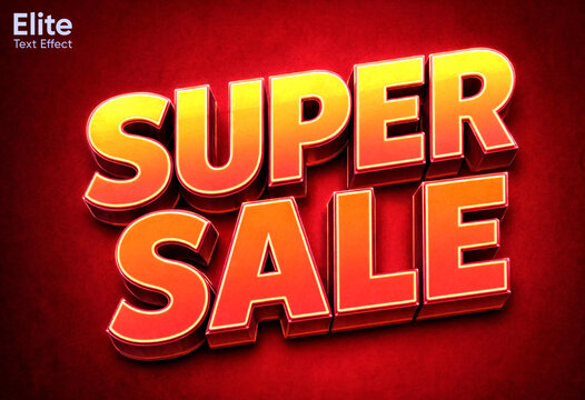 Bright and colorful super sale text effect with vibrant gradient letters perfect for promotions