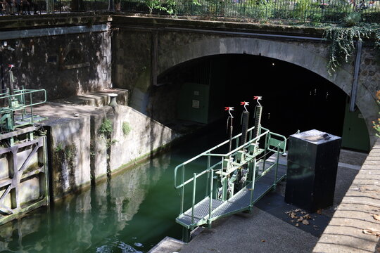 Saint-Martin canal in Paris, Ile-de-france, France offers views of the waterway