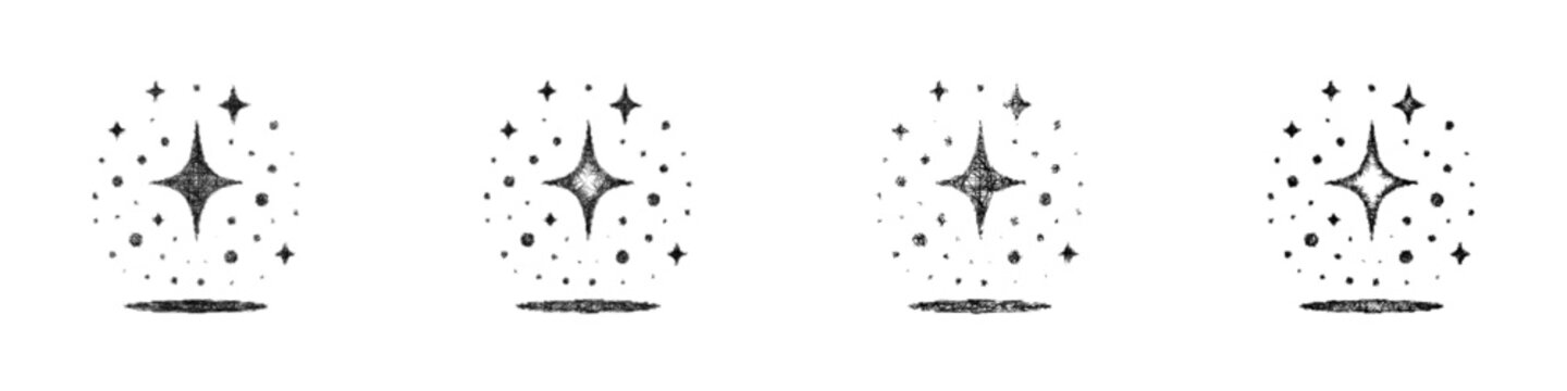 Sketch monochrome fairy dust icon design set