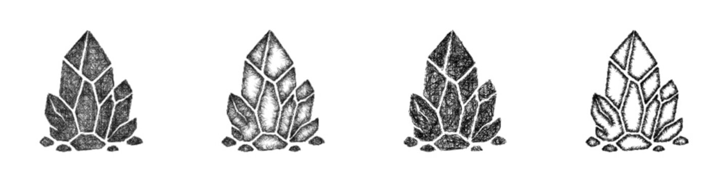 Sketch black and white obsidian icon design set