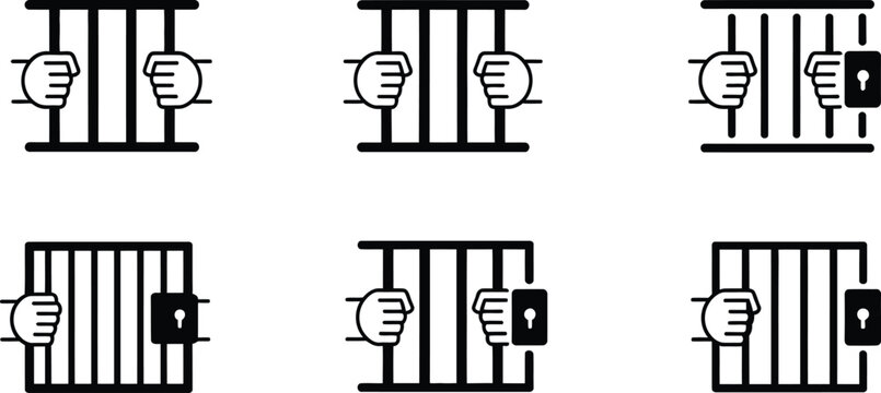 Prison bars and hands illustration vector illustration