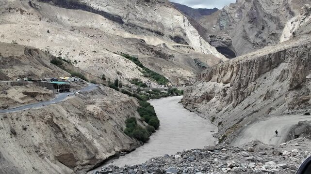 aerial view of indus river in Ladakh  India