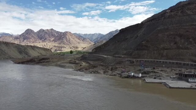 aerial view of indus river in Ladakh  India