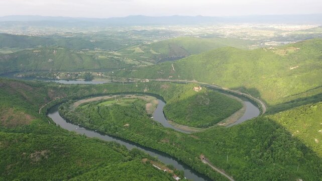 Aerial View of West Morava River Meander, Cacak, Serbia