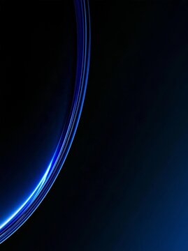 Abstract digital art piece with a dark blue background. in the center of the image, there is a curved line that appears to be made up of thin, blue lines that are overlapping each other.