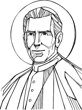 Venerable Fulton Sheen geometric portrait line art