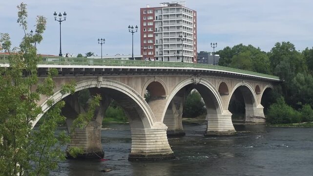 Scenic View of Toulouse City and Bridge Over the Garonne River, France