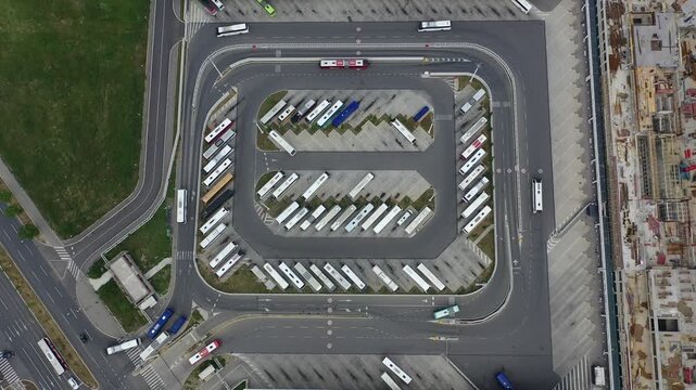 Top-Down View of Belgrade Main Bus Station, New Belgrade, Serbia