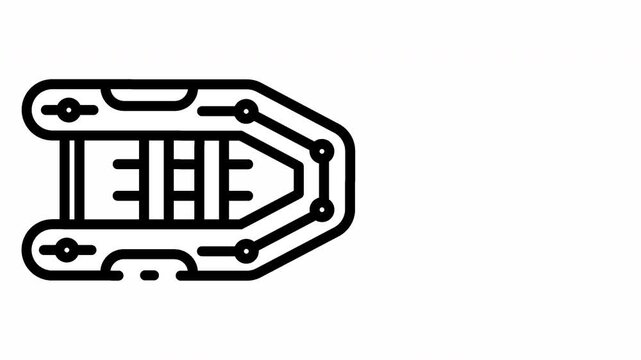 Rubber boat rafting video animation motion icon