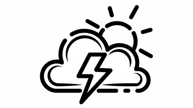 Springtime cloudy and thunder weather video animation