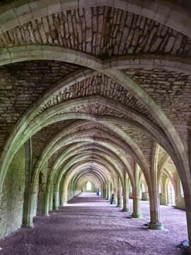 Fountains Abbey is a ruined Cistercian monastery near Ripon in North Yorkshire, England. Together with the surrounding Studley Royal Park it is a world heritage site