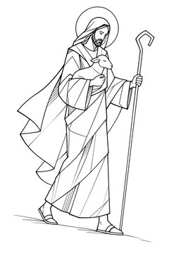 Jesus the Good Shepherd cradling a lamb