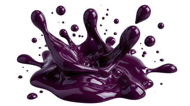 Thick Purple Liquid Slime Splash Effect On White