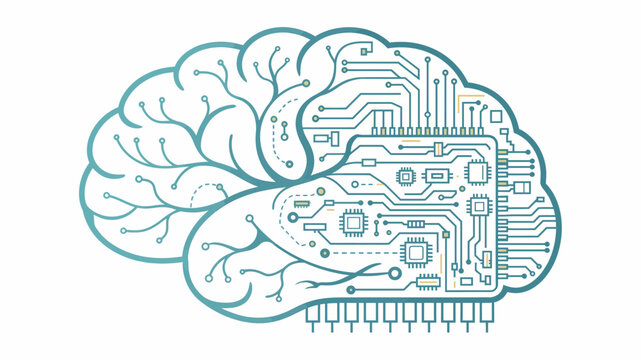 Artificial Intelligence Brain with Circuitry and Microchip Symbolizing Technology and Innovation