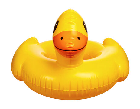 Inflatable yellow duck pool float toy for summer water activities and swimming recreation&nbsp;
