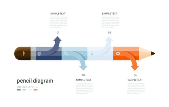Pencil Timeline Infographic with 4 Steps. Education and Learning Diagram Template Vector