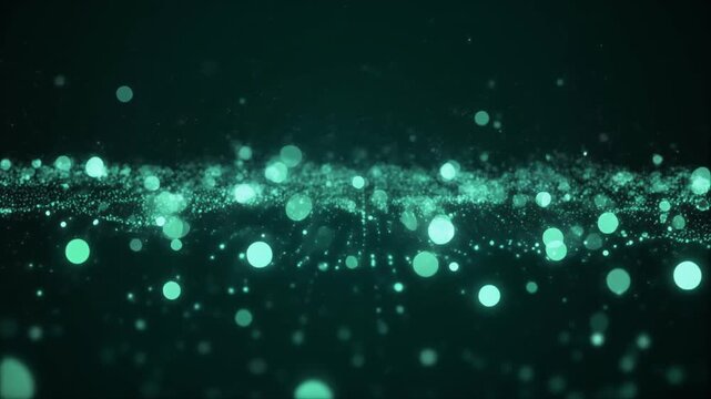 Mint green bokeh particle glowing light effect video loop