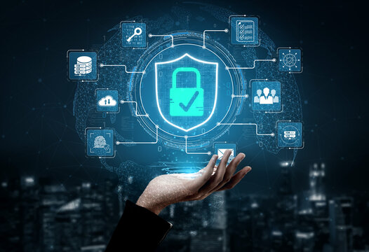 Hand Reaching Out Towards Digital Lock Symbol Representing Cybersecurity Protection and Data Privacy in a Modern Technology Landscape Sigmoid