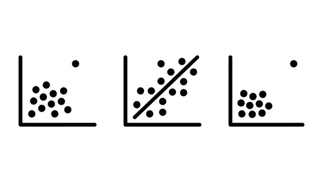 Scatter plot graph on background, showing statistical data distribution linear correlation for business science analysis