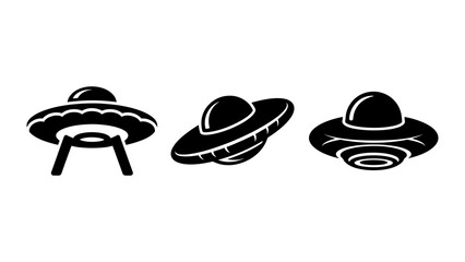 Unidentified flying uf os, flying saucers, isolated on background, for science fiction, space themes © vactor_art