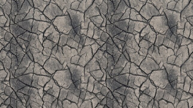 Cracked dry earth texture surface pattern with grey tones and detailed fissure lines