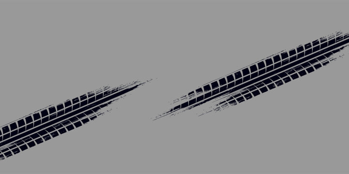 Auto tire tread grunge element. Car and motorcycle tire pattern, wheel tyre tread track. Black tyre print.